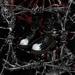 Men's Black and White Boots